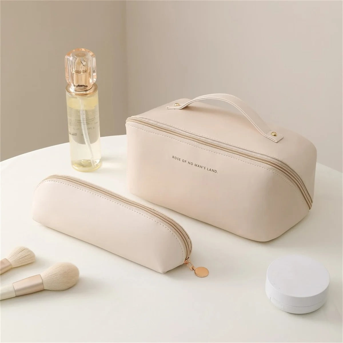 Premium Cosmetic Bag With Matching Brush Case